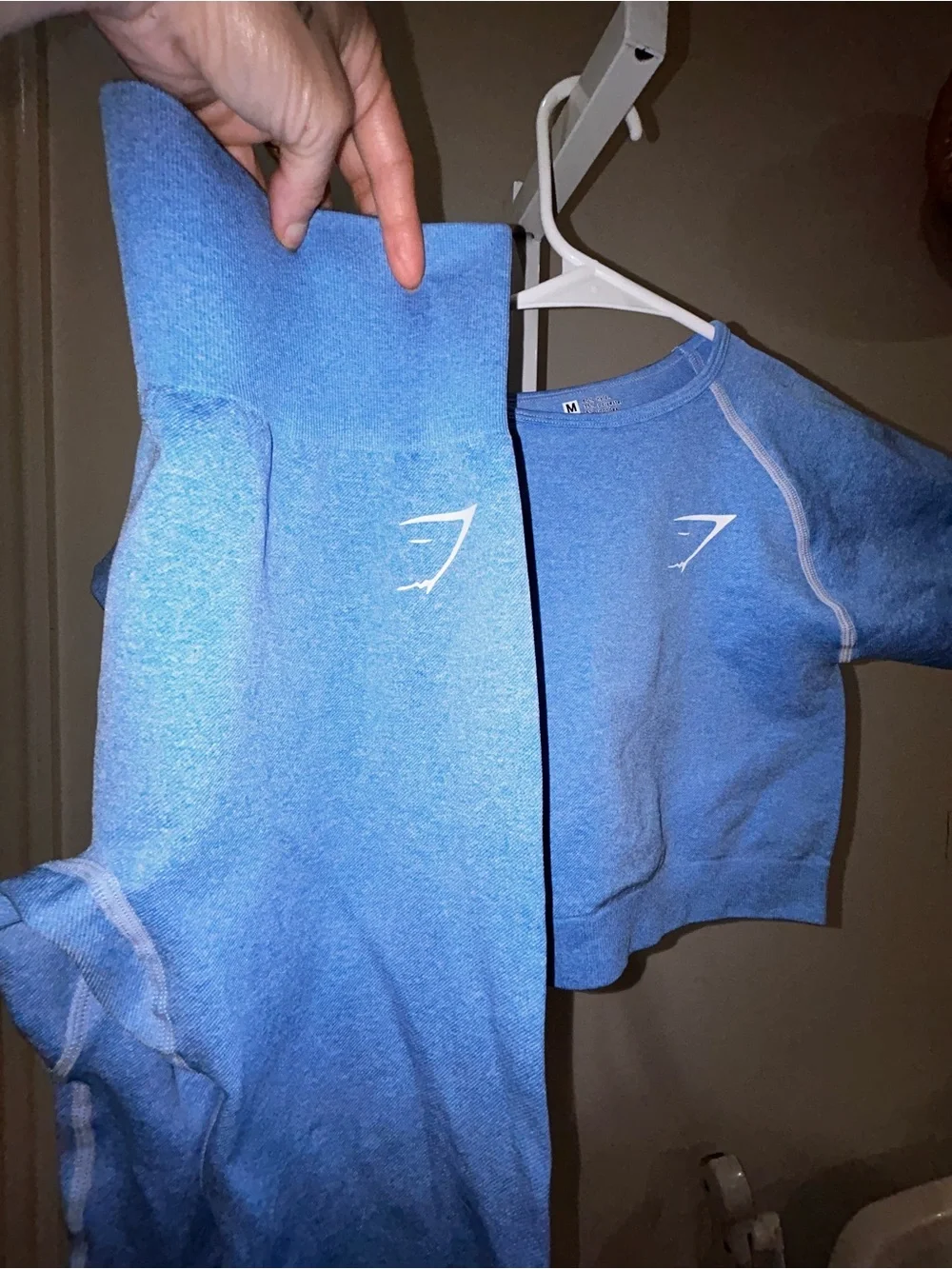 Gymshark Blue Crop Tee and High-Waist Leggings Set